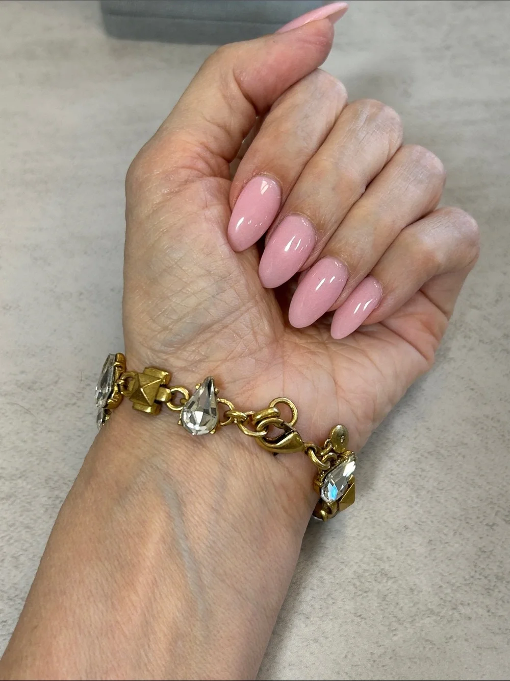 J. Crew Gold-Tone Bracelet with Clear Teardrop Crystals